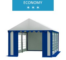 Party tent 4x6 m, white-blue PVC, economy