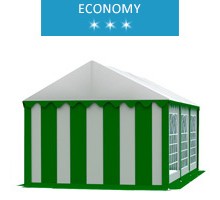 Party tent 4x6 m, white-green PVC, economy