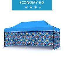 Namiot ekspresowy 3x6m + 4 ścianki z nadrukiem, niebieski, economy HD