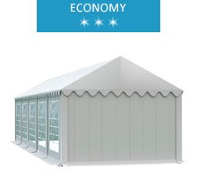 Party tent 4x10m, white PVC, economy