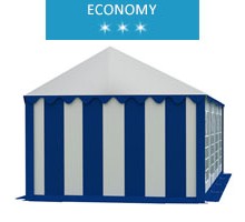 Party tent 4x8 m, white-blue PVC, economy