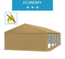Party tent 5x10 m, beige PVC, economy, fireproof