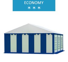 Party tent 5x6 m, white-blue PVC, economy
