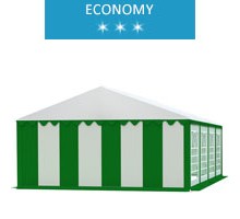 Party tent 5x8 m, white-green PVC, economy