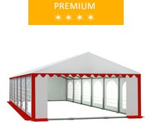 Party tent 5x12 m, white-red PVC, premium